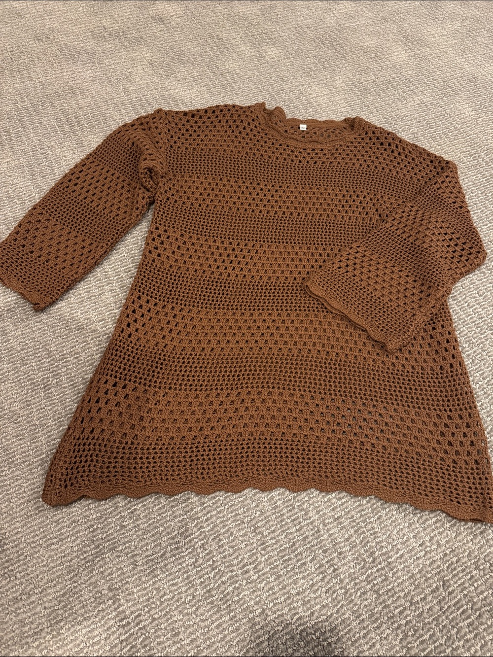 Brown Crochet Open-Knit Women's Cover Up